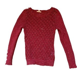 XS Red Knit Sweater with button details